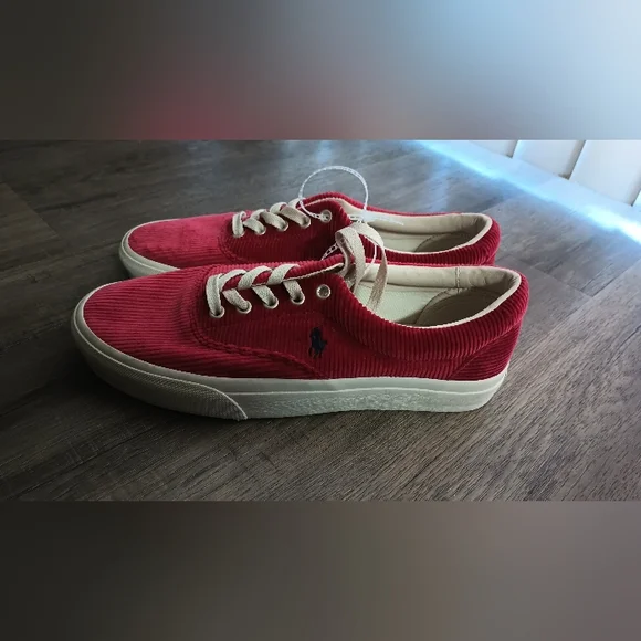 Polo Ralph Lauren Keaton pony red corduroy shoes - Picture 2 of 6